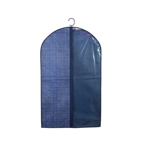 Sac à vêtements bleu TNT 100x60 cm anti-poussière avec côté transparent et fermeture éclair - Product Image 1