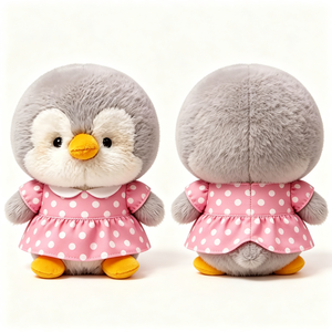 Molliger Grauer Pinguin Plüschtier Süßer Weißer Punktemuster <span class=keywords><strong>Peter</strong></span>-Pan-Kragen Rock Weicher Flauschiger Pinguin Stofftier Hübsches Pinguin Plüschtier - Product Image 3
