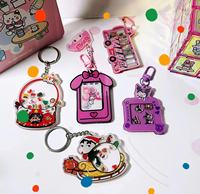 Porte-clés shaker en acrylique promotionnel personnalisé vente en gros de breloques en acrylique personnalisées annonçant un pendentif porte-clés en acrylique transparent avec impression UV