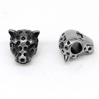 Perles entretoises en acier inoxydable tête de léopard Yunnique pour la fabrication de bracelets, style rétro, forme irrégulière, apprêts de bijoux Guangzhou