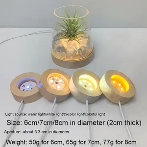 Base lumineuse en bois massif moderne boule de cristal en bois veilleuse 5V LED support de lampe créatif ornements artisanaux <span class=keywords><strong>prix</strong></span> de gros - Product Image 3