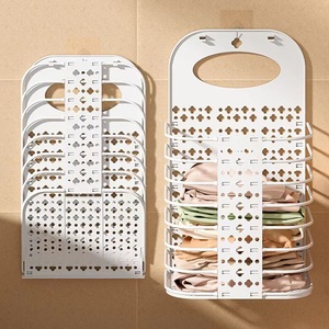 Wall Mounted Foldable Laundry <b>Basket</b> Rectangle PP Collapsible Clothing Organizer For Bathroom Household Use - Product Image 1