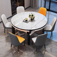 Ensemble Table à Manger Moderne en Marbre Rond 6 Places pour Restaurant