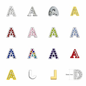 12mm strass Slide26 lettres anglaises <span class=keywords><strong>perle</strong></span> pour la fabrication de bijoux cristal <span class=keywords><strong>doré</strong></span> <span class=keywords><strong>Alphabet</strong></span> A-Z bricolage bracelet collier pour animaux de compagnie porte-clés - Product Image 2