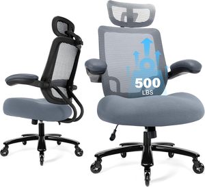 Heavy Duty 500lbs <b>Big</b> and Tall Mesh Office Chair, Ergonomic High Back with Headrest, Flip-up Armrests, Wide <b>Cushion</b>&Quiet Wheels - Product Image 1