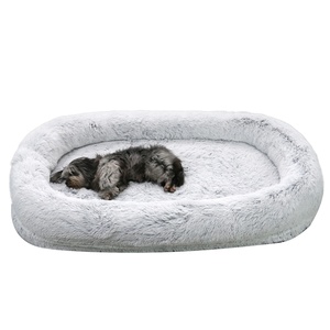 2025 nouveau <span class=keywords><strong>TW</strong></span> géant luxe lit pour animaux de compagnie en peluche grand matelas moelleux pour chat et chien apaisant taille humaine en mousse velours motif solide - Product Image 2