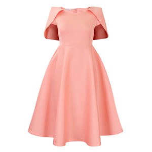 Robe pour femmes : col rond, taille cintrée, jupe midi évasée, <span class=keywords><strong>tenue</strong></span> élégante multicolore pour les fêtes/le bureau/les rendez-vous - Product Image 6
