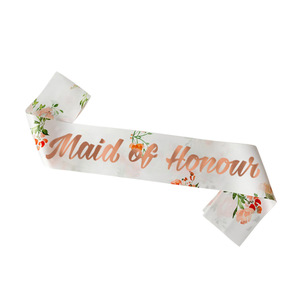 Écharpe florale pour future mariée avec inscription en or rose, cadeau pour enterrement de vie de jeune fille - Product Image 3
