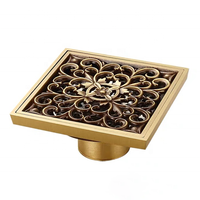 Grille de drain de sol rectangulaire en laiton de 4 pouces, style antique européen, anti-odeur, pour salle de bain, douche, hôtels