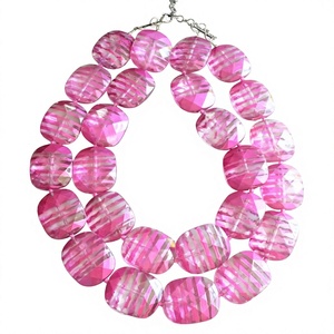 Collier vintage pour femme, plaqué or, chaîne multicouche, perles naturelles roses, bijoux fantaisie pour fêtes, mariages, cadeaux pour femme - Product Image 2