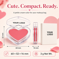 Palette de fard à joues crème en forme de cœur, imperméable et mat, pour un look naturel, avec étiquette privée