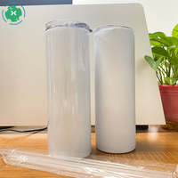 Gobelet isotherme blanc de 20 oz pour sublimation, livraison directe (RTS), avec paille métallique et base en caoutchouc