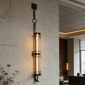 Stainless Steel Glass Wall Lamp 210cm Led <b>Light</b> Source Hotel Lobby <b>Corridor</b> Lighting - Product Image 2