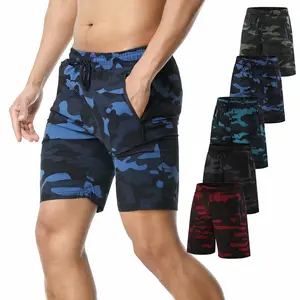 Shorts de course motif camouflage pour hommes à lacets taille hommes Shorts de Fitness à séchage rapide sport ample Jogging hommes Shorts