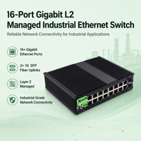 Switch Ethernet Gigabit Industri OEM 16 Port L2 Managed 2 SFP Uplink DIN Rail untuk Transportasi