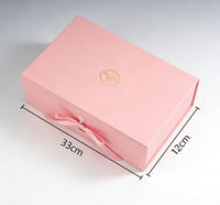 Boîte pliante en carton ondulé de haute qualité avec logo personnalisé, taille personnalisée, ruban, boîte cadeau rose et noire, emballage magnétique rectangulaire