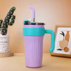 American-style Handle Stainless Steel Vacuum Tumbler with <b>Large</b> Capacity Leak-Proof Straw <b>Cup</b> - Product Image 4