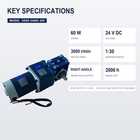Moteur à engrenages à vis sans fin 5D60-24GN-30S 60W 24V DC, moteur à balais 3000 tr/min, tête de réducteur 1:30 pour entraînement de convoyeur