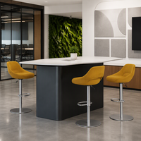 Tabouret de bar réglable en hauteur, pivotant, pour comptoir de restaurant, siège rembourré, base en acier inoxydable, chaise moderne pour boîte de nuit