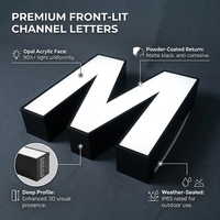 Lettres en acrylique 3D LED personnalisées, modernes, noires et blanches, éclairées par l'avant, étanches IP65, pour enseignes de bars, de magasins et de marques d'entreprise