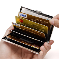 RFID crédit 6 porte-cartes protecteur acier inoxydable aluminium carte de crédit portefeuille mince RFID métal carte de crédit étui pour femmes ou hommes