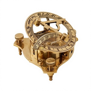 Reloj Solar Marítimo Rectangular de Latón Sólido Hecho a Mano con Brújula Grabada, Decoración Náutica, Vajilla de Latón, Caja de Madera para Regalo - Product Image 3