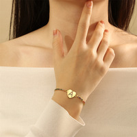 Bracelet de perles de l'alphabet lettre 26, chaîne ajustable, lettre initiale avec cœur