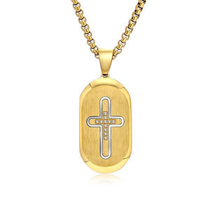 <b>Cross</b> Round Head Religious Protestant Christian Waterproof Tarnish Free Stainless Steel Jewelry Pendants <b>Necklaces</b> for Men Male - Product Image 3