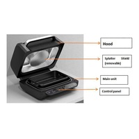 Grill friteuse à air intérieur 8 en 1 avec fonction de cuisson, thermomètre intelligent, grill sans fumée et friteuse à air