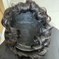 Perruque féminine noire en cheveux humains 100% résistants à la chaleur, coupe féerique, sans adhésif, pour l'été