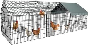 Poulailler triangulaire avec couverture et enclos - Product Image 1