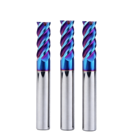 Fraise à queue en carbure à 3 cannelures, revêtement Nano Blue TiSiN, pour routeur CNC, à haute capacité d'évacuation des copeaux, pour l'usinage de l'aluminium et du cuivre