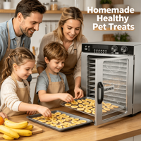 Compacte 8 304 roestvrijstalen bakjes 600W stille digitale precisie thermostaat desktop oven voor gedroogd vlees, fruit, snacks en voedsel.