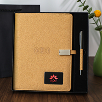 Carnet de notes A5 en cuir PU avec logo personnalisé Nouveau design Business Smart Diary Pen USB Wireless Charging Hardcover Loose-Leaf Excellent