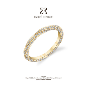 Anillo de Moissanita de Plata de Ley 925 con Banda de Eternidad Micropav Retorcida, Joyería de Oro Vermeil de 18k, No se Deslustra, Apilable, para Fiesta - Product Image 1