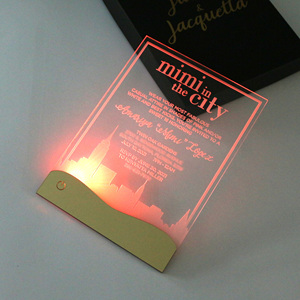 La carte d'invitation de <span class=keywords><strong>mariage</strong></span> électronique spéciale en acrylique transparent LED invite différentes lumières offertes - Product Image 2