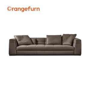 ओरांगफुर्न लक्जरी चेस्टरफील्ड चमड़े के सोफे अमेरिकी आधुनिक शैली के लिए ई-आकार दिन वास्तविक चमड़े के लिए - Product Image 3