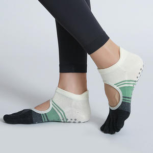 جوارب يوجا نسائية صيفية قابلة للتخصيص بخمسة أصابع مع قبضة للكاحل، جوارب محبوكة للبيلاتس والجيم - Product Image 4