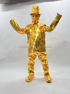 Traje de Espejo Dorado y Plateado para Hombre, Traje de Espejo con Sombrero de Copa Plateado, Disfraz para Actuaciones en Escenario, Chaqueta de DJ, Ropa de Bailarín para Adultos - Product Image 6