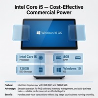 Terminal de point de vente à écran tactile 10 points, Windows 10/11, caisse enregistreuse pour la vente au détail, Intel I7, 4 Go de RAM, Bluetooth/Wi-Fi, restaurant