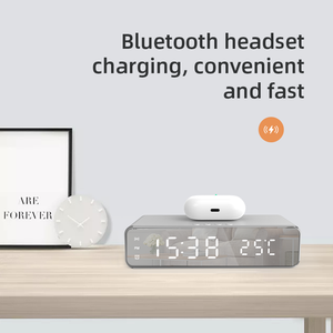 2026 Hot Selling Custom Logo <b>Table</b> Mobile Wireless Charging Alarm <b>Clock</b> With LED Display - Product Image 3