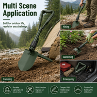 Pelle de camping multifonctionnelle pliable en acier avec manche long droit et design repliable
