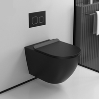 Articles sanitaires européens modernes de luxe, cuvette de Wc murale matte noir blanc gris en céramique sans bord, toilettes murales suspendues