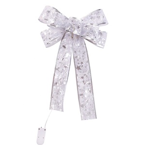 Xmas Decor Gold Silver Christmas <b>Tree</b> Decoration String Ribbon Bows <b>Lights</b> for Party Weddings Bronzing Ribbon - Product Image 2