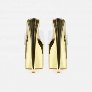 Pvc Upper Women Extreme High Stiletto Sandals on Platform Mules Sexy Party Dancer Summer High Heels <b>Shoes</b> - Product Image 6