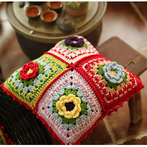 Y-F 34*34 Bohème Vintage Crochet Granny Place <span class=keywords><strong>Hippie</strong></span> Décoratif Fleur Coussin Throw Canapé Taie d'oreiller - Product Image 4