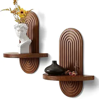 Rak dinding kayu walnut melengkung bergaya abad pertengahan untuk dekorasi dalam ruangan kamar mandi ruang tamu, digunakan untuk menempatkan bunga