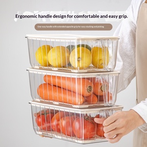Boîte de rangement portable en <span class=keywords><strong>plastique</strong></span> de style crème, rectangulaire, <span class=keywords><strong>pour</strong></span> aliments, fruits et légumes, capacité de 3L/5L - Product Image 4