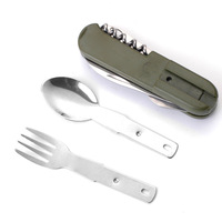 Ensemble de couverts pliables multifonctionnels en acier inoxydable pour le camping et les voyages, vente en gros