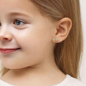 Children Jewelry 925 Sterling Silver CZ Flower <strong>Earrings</strong> 7mm Design Hypoallergenic Screw <strong>Back</strong> Lightweight <strong>Safety</strong> Fine Studs - Product Image 5